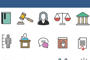 卡通的法院法律主题图标素材