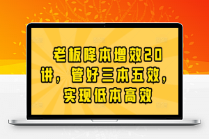 老板降本增效20讲，管好三本五效，实现低本高效