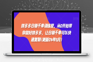 拼多多日销千单训练营，从0开始带你做好拼多多，让日销千单可以快速复制(更新24年6月)