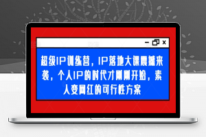 超级IP训练营，IP落地大课震撼来袭，个人IP的时代才刚刚开始，素人变网红的可行性方案