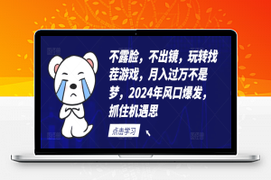 不露脸，不出镜，玩转找茬游戏，月入过万不是梦，2024年风口爆发，抓住机遇【揭秘】