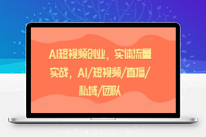 AI短视频创业，实体流量实战，AI/短视频/直播/私域/团队