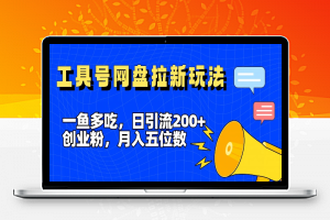 一鱼多吃，日引流200+创业粉，全平台工具号，网盘拉新新玩法月入5位数【揭秘】