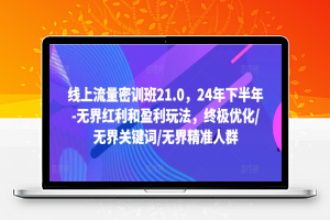 线上流量密训班21.0，24年下半年-无界红利和盈利玩法，终极优化/无界关键词/无界精准人群