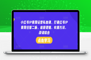 小红书IP变现运营私教课，打通红书IP变现任督二脉，底层逻辑、实操方法、战训结合