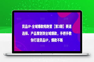 货品IP全域爆款陪跑营【第3期】赛道选择、产品策划到全域爆款，手把手教你打造货品IP，爆款不断