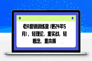 老A营销训练营(更24年7月)，轻理论，重实战，轻概念，重本质