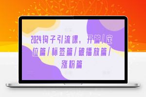 2024钩子引流课，开篇/定位篇/标签篇/破播放篇/涨粉篇