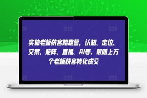 实体老板获客陪跑营，认知、定位、文案、矩阵、直播、AI等，帮助上万个老板获客转化成交