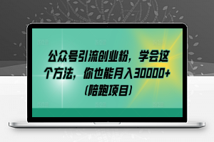 公众号引流创业粉，学会这个方法，你也能月入30000+ (陪跑项目)