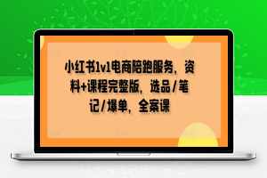 小红书1v1电商陪跑服务，资料+课程完整版，选品/笔记/爆单，全案课